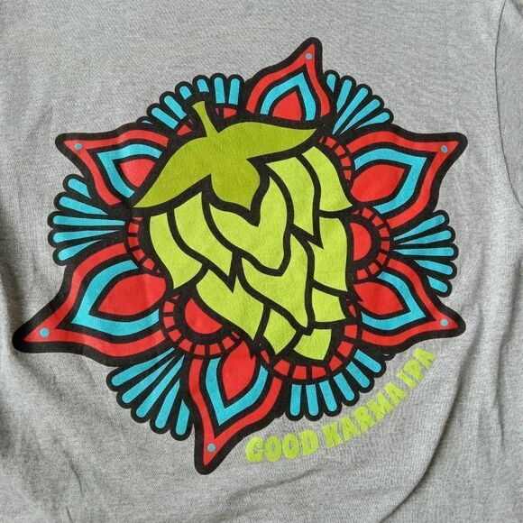 Gildan Sport Gray Short Sleeve Good Karma IPA Brand Graphic T-Shirt Adult Small - Picture 7 of 9